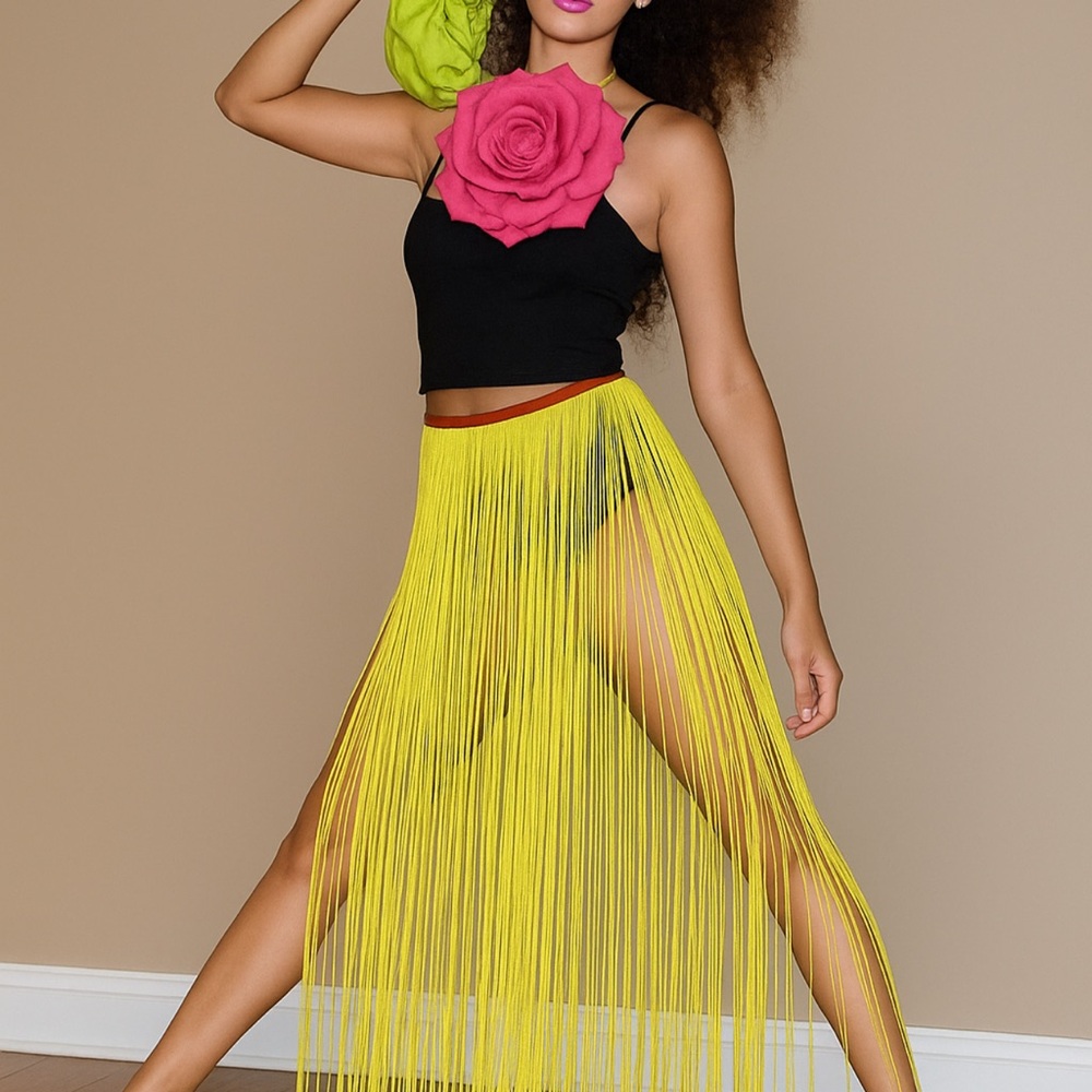 Yellow Asymmetrical Cut Out Skirt for Night Out